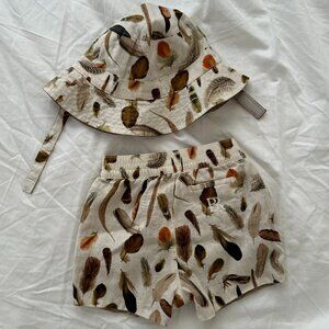 Banana Republic Linen Short for Baby + Reversible Bucket Hat Size 6 - 12 months